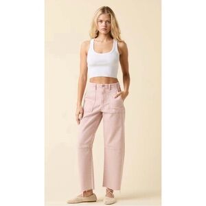 LE JEAN Los Angeles utility soft barrel jeans wide leg  in dusty pink size 24